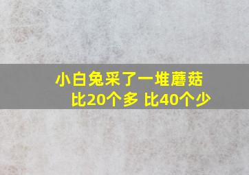 小白兔采了一堆蘑菇 比20个多 比40个少